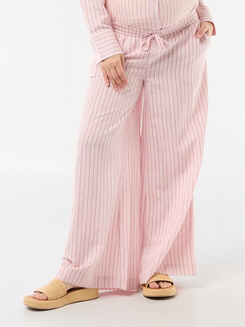 Calças largas de maternidade em linho misto - Kiabi