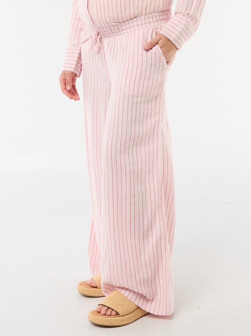 Calças largas de maternidade em linho misto - Kiabi