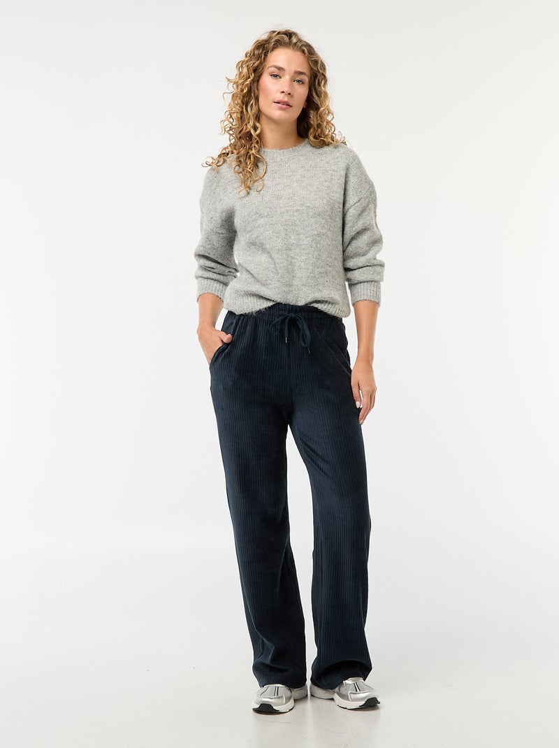 Calças largas de veludo cotelê Azul - Kiabi