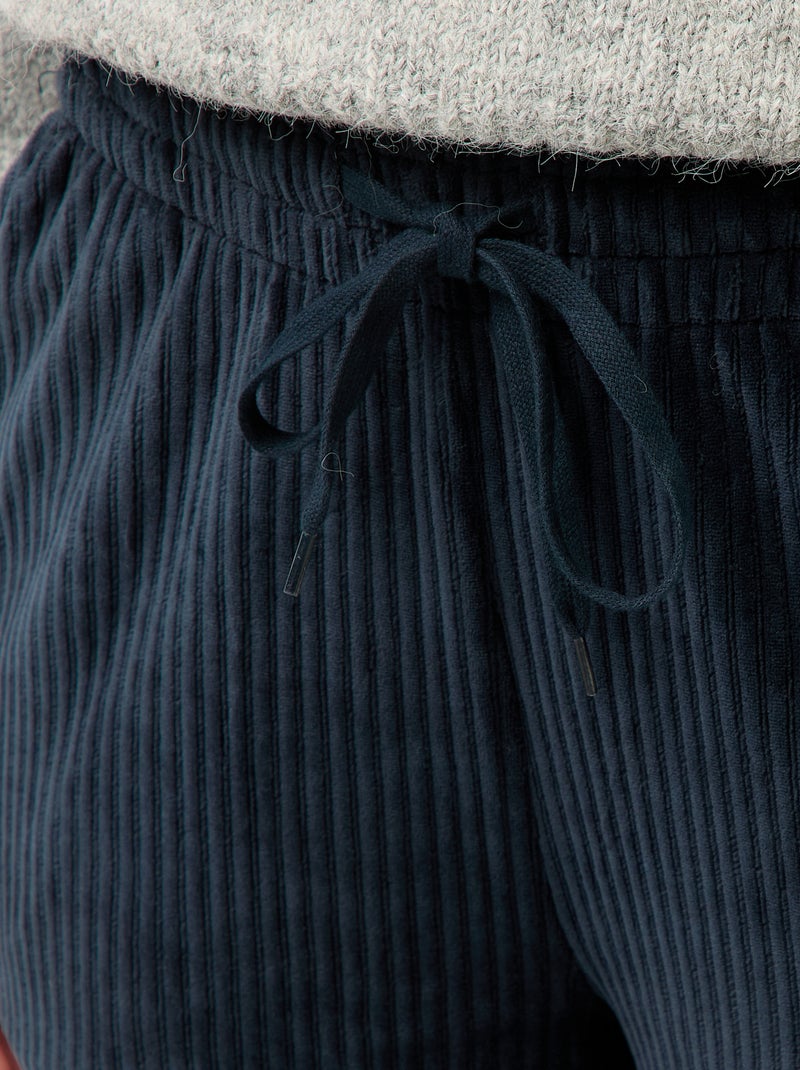 Calças largas de veludo cotelê Azul - Kiabi