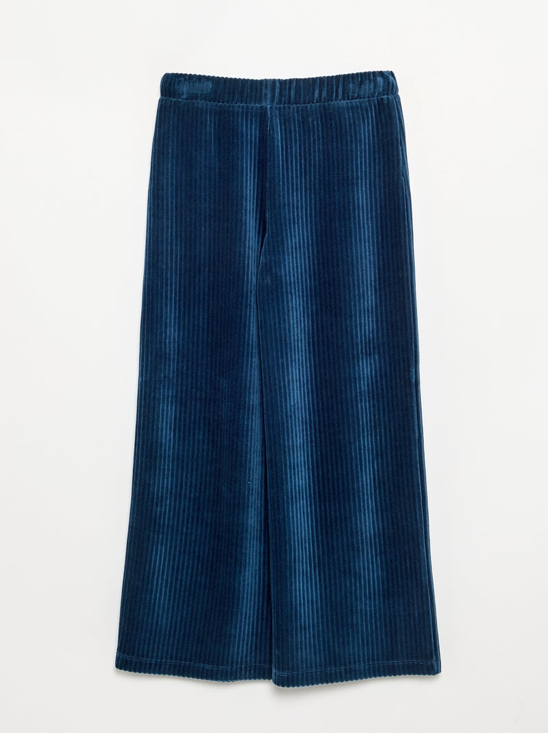 Calças largas de veludo cotelê Azul - Kiabi
