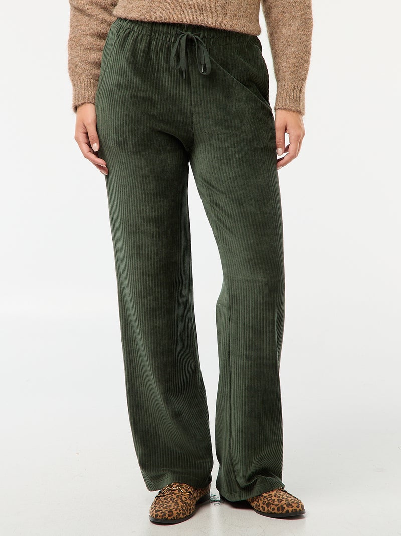 Calças largas de veludo cotelê Caqui - Kiabi