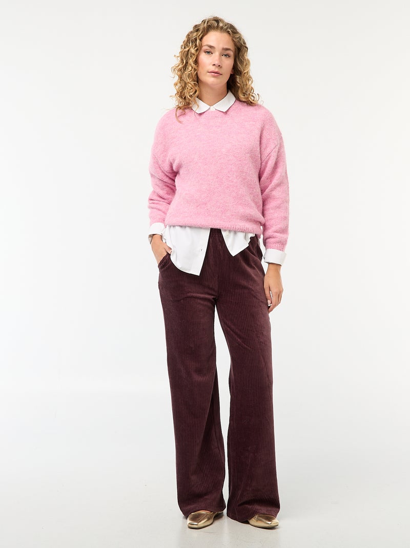 Calças largas de veludo cotelê Violeta - Kiabi