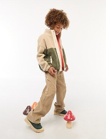 Calças largas de veludo lisas