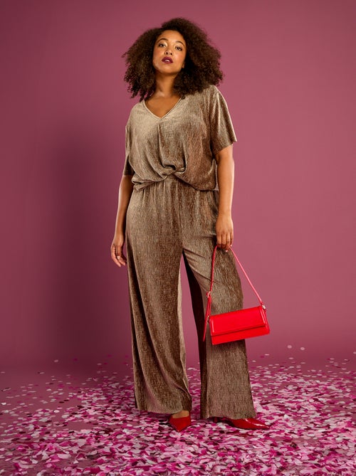 Calças largas de veludo lisas - Kiabi