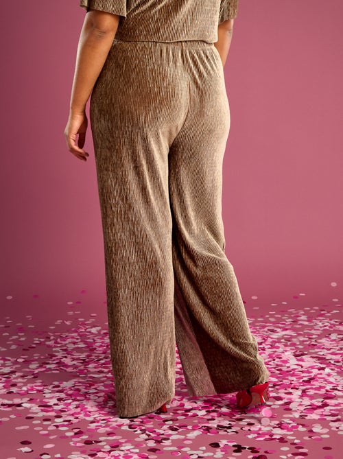 Calças largas de veludo lisas - Kiabi