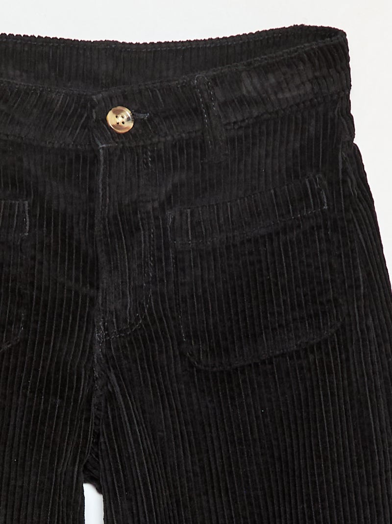 Calças largas de veludo lisas Preto - Kiabi