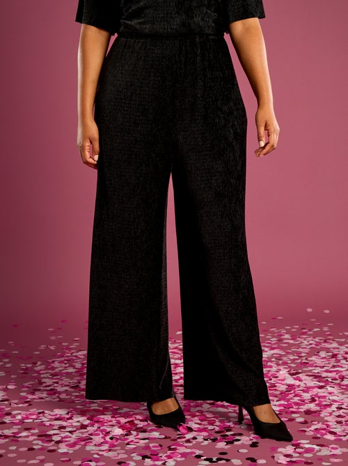 Calças largas de veludo lisas - Kiabi