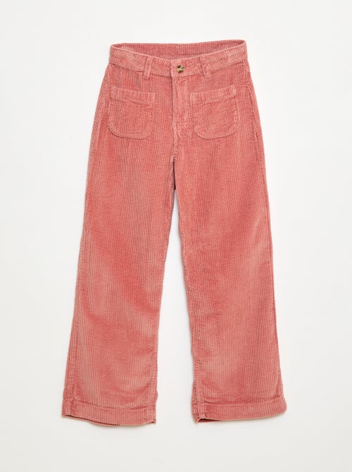 Calças largas de veludo lisas - Kiabi