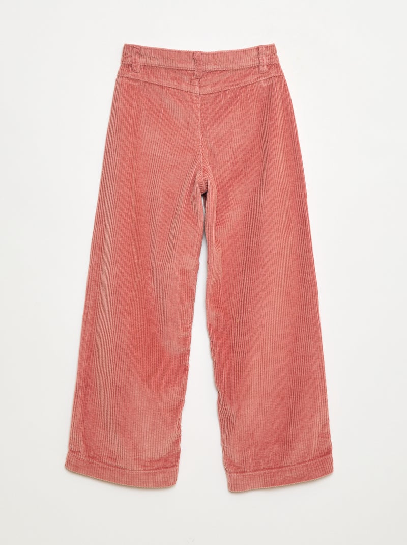 Calças largas de veludo lisas Rosa - Kiabi
