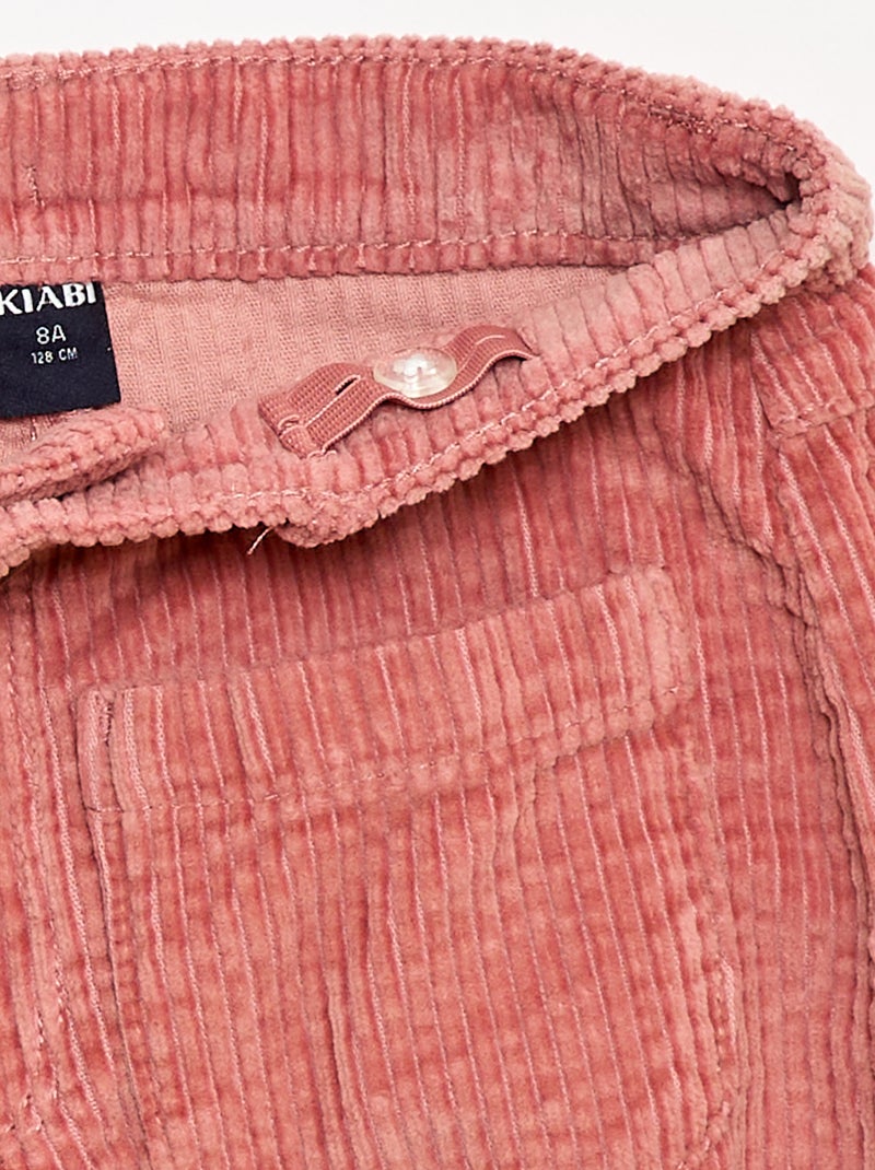 Calças largas de veludo lisas Rosa - Kiabi