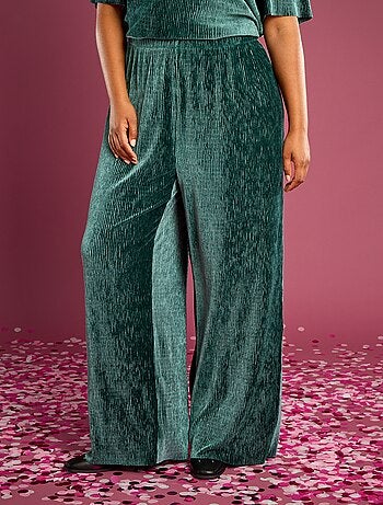 Calças largas de veludo lisas