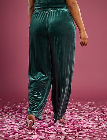 Calças largas de veludo lisas