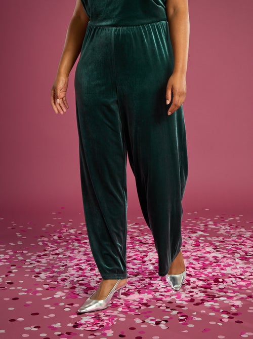 Calças largas de veludo lisas - Kiabi