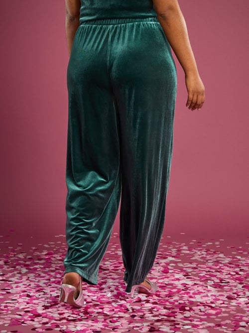 Calças largas de veludo lisas - Kiabi