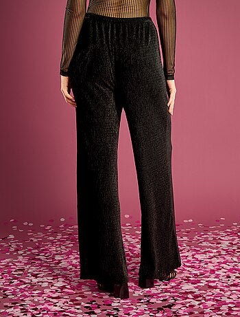 Calças largas de veludo liso