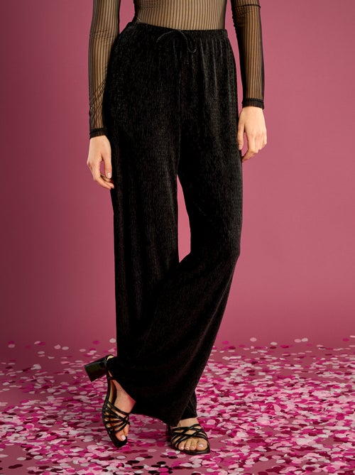 Calças largas de veludo liso - Kiabi