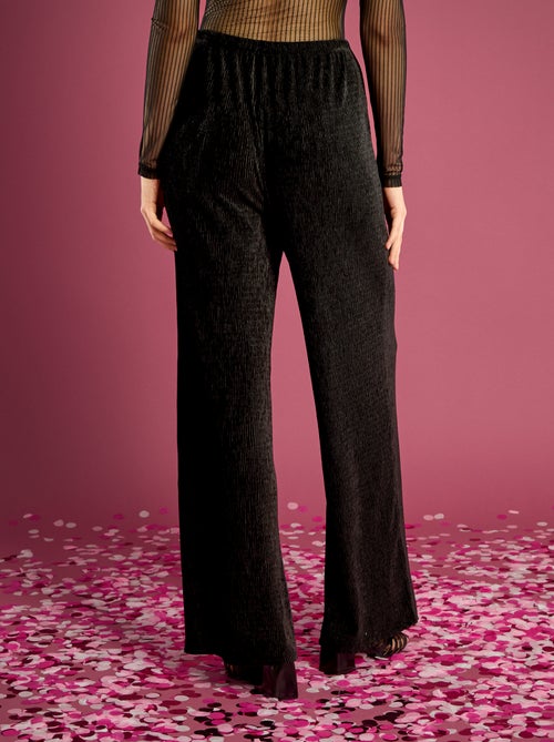 Calças largas de veludo liso - Kiabi