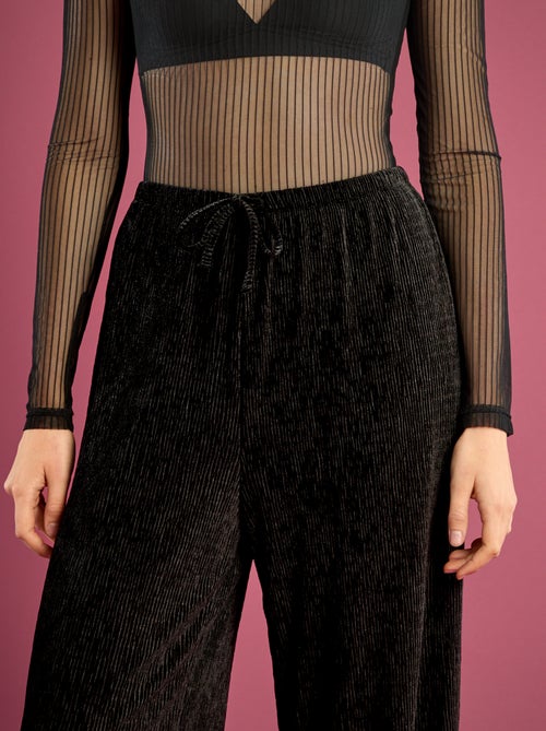 Calças largas de veludo liso - Kiabi