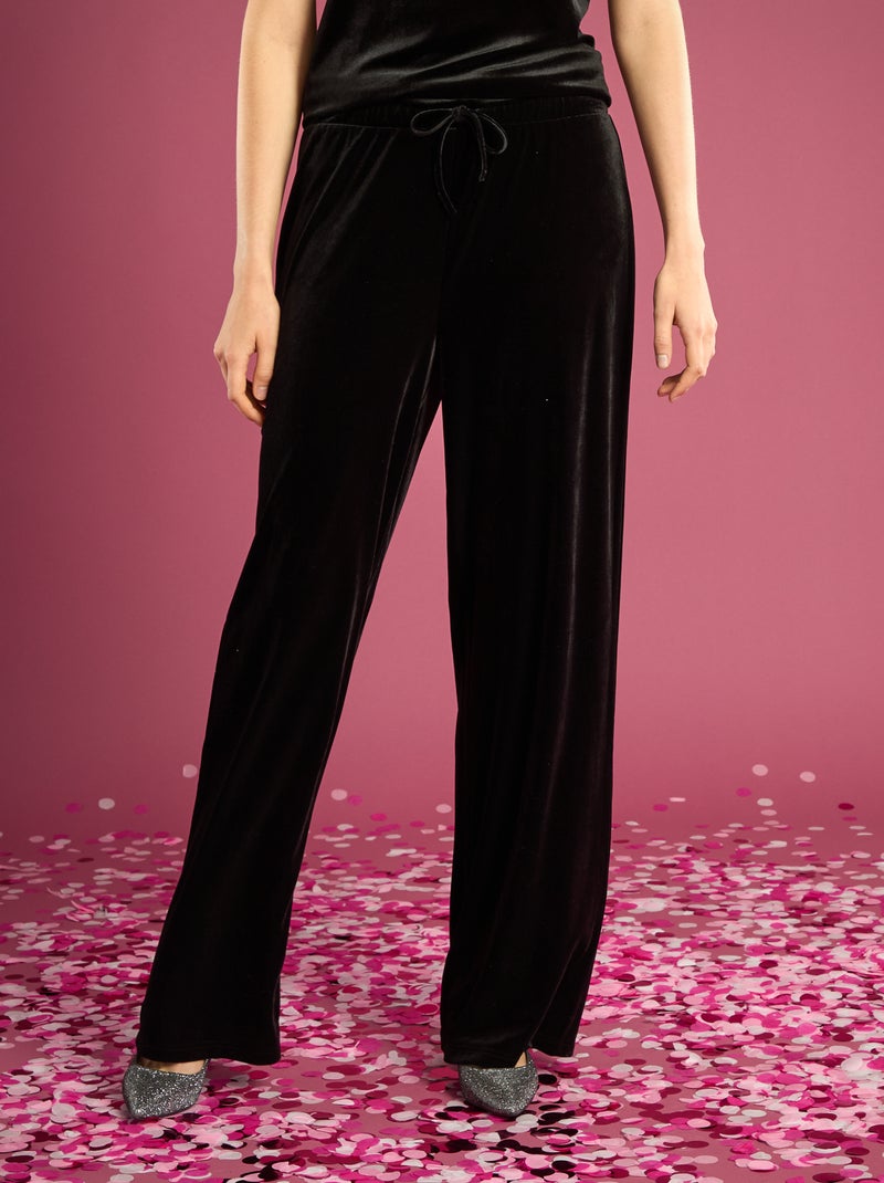 Calças largas de veludo Preto - Kiabi