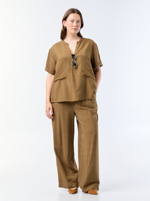 Calças largas de viscose fluida - Kiabi