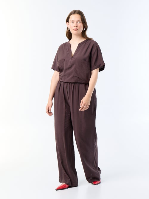 Calças largas de viscose fluida - Kiabi