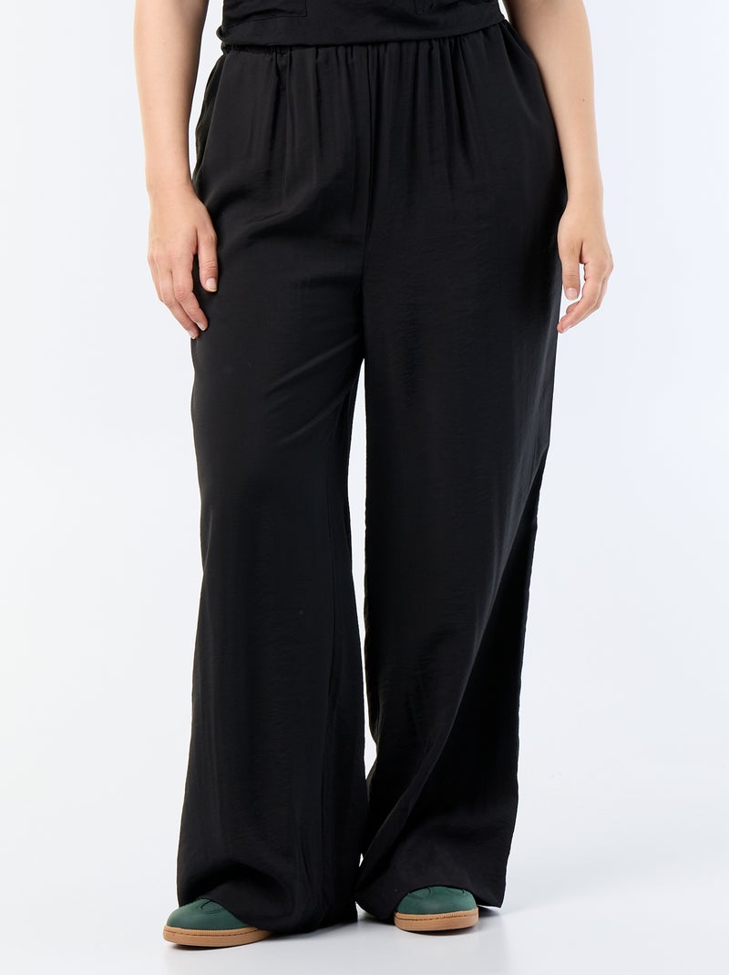 Calças largas de viscose fluida Preto - Kiabi