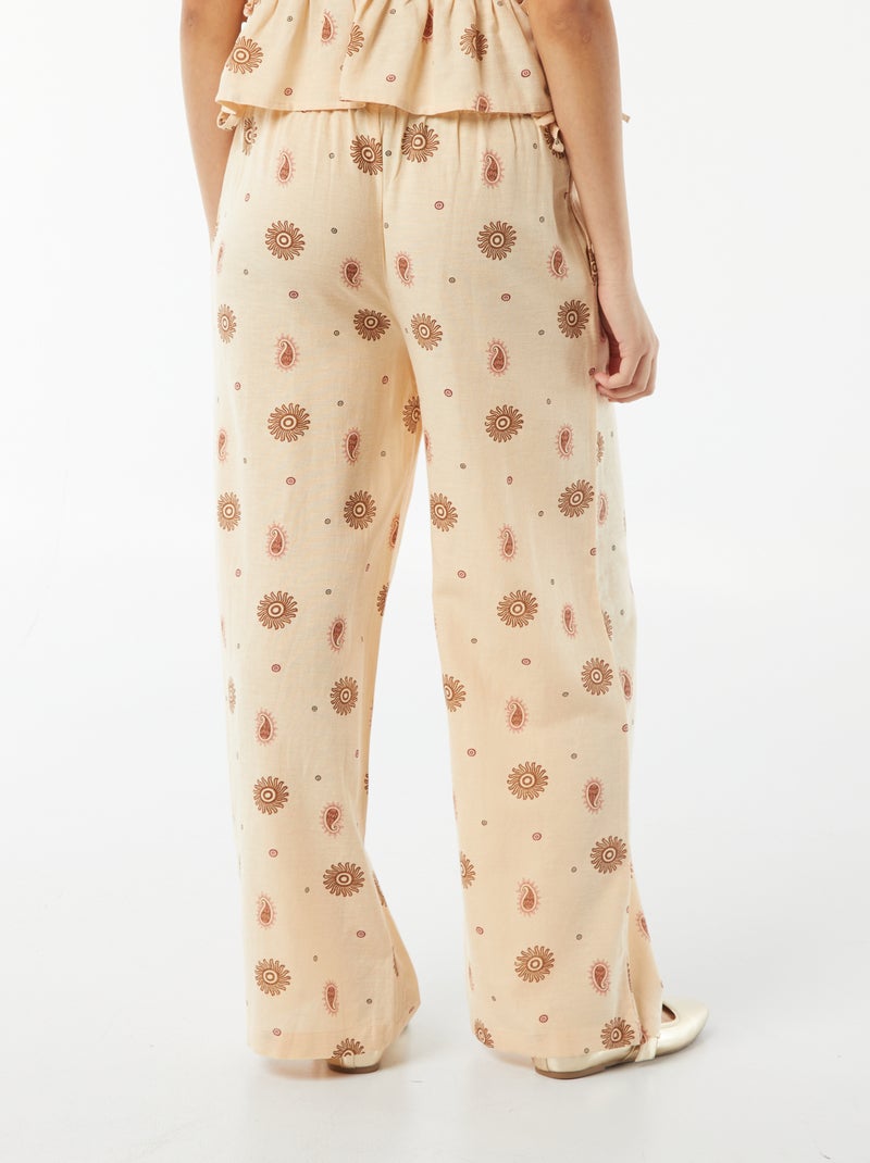 Calças largas e fluidas com motivo BEGE - Kiabi