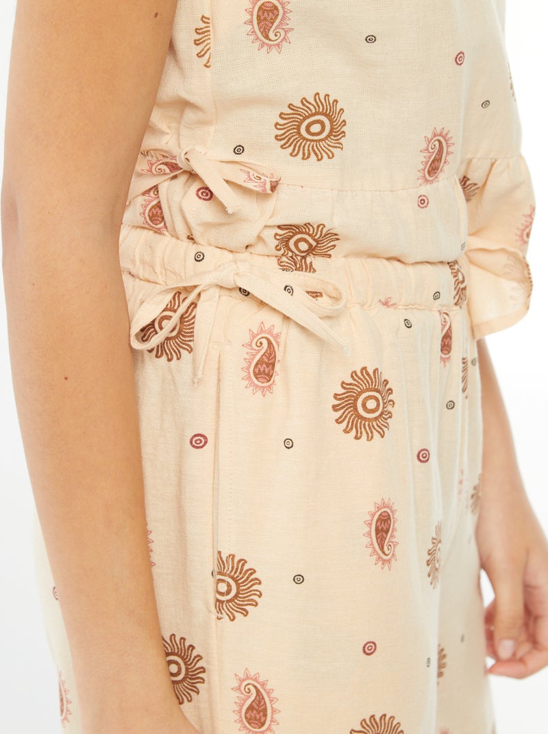 Calças largas e fluidas com motivo BEGE - Kiabi