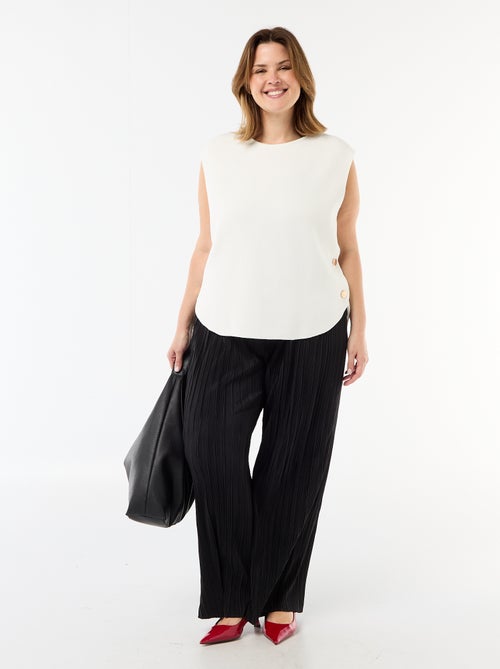 Calças largas elásticas caneladas - Kiabi