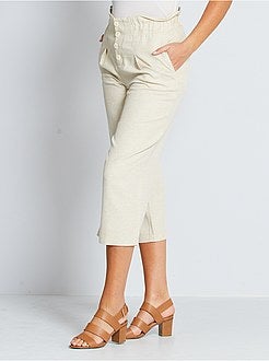 Calças largas em algodão e linho de conceção ecológica - Kiabi