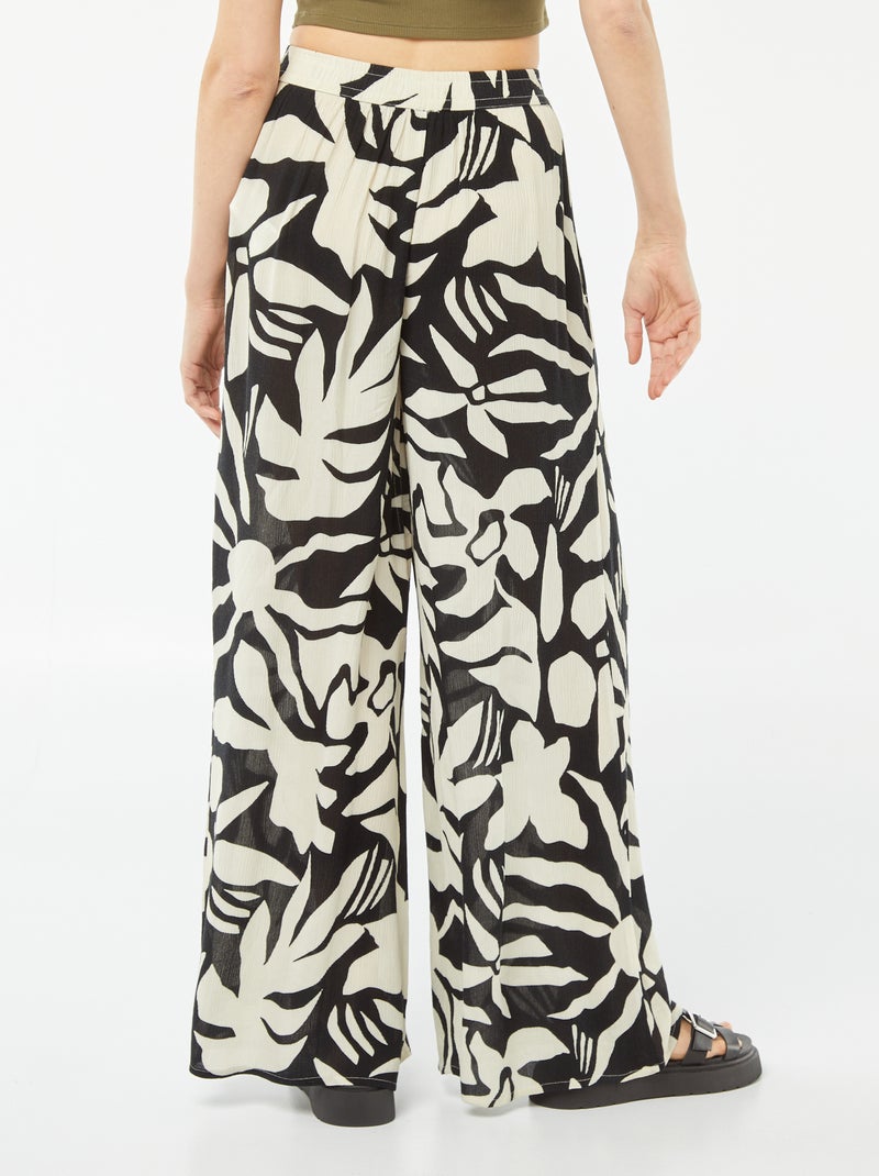 Calças largas em crepe PRETO - Kiabi