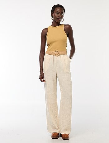 Calças largas em gaze de algodão