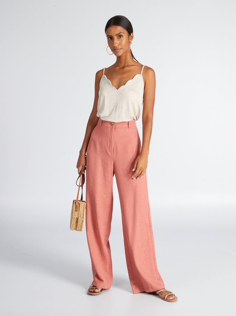 Calças largas em jacquard ROSA - Kiabi