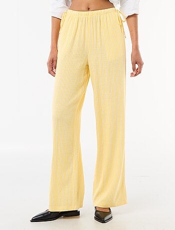 Calças largas em linho misto