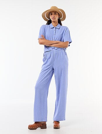 Calças largas em linho misto