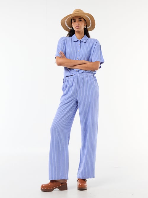 Calças largas em linho misto - Kiabi