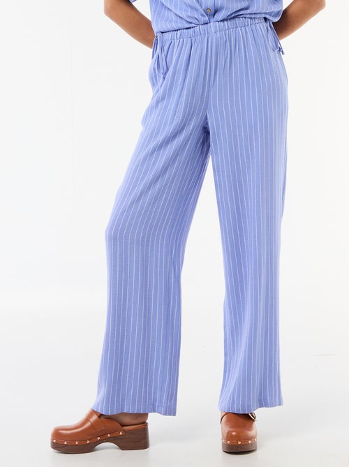 Calças largas em linho misto - Kiabi