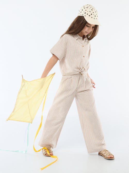 Calças largas em linho misto - Kiabi