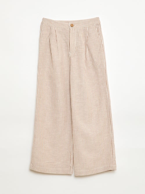 Calças largas em linho misto - Kiabi