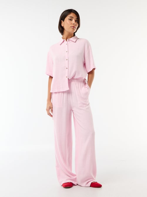 Calças largas em linho misto - Kiabi