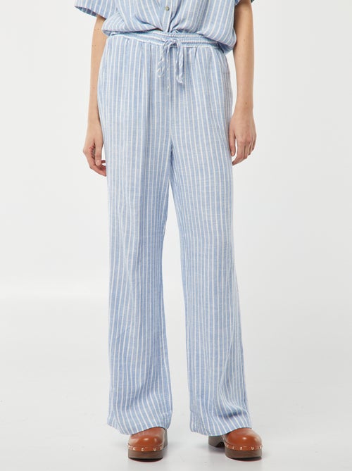 Calças largas em linho misturado - Kiabi