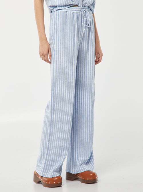 Calças largas em linho misturado - Kiabi