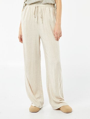 Calças largas em linho misturado