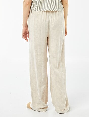 Calças largas em linho misturado