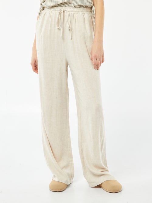 Calças largas em linho misturado - Kiabi