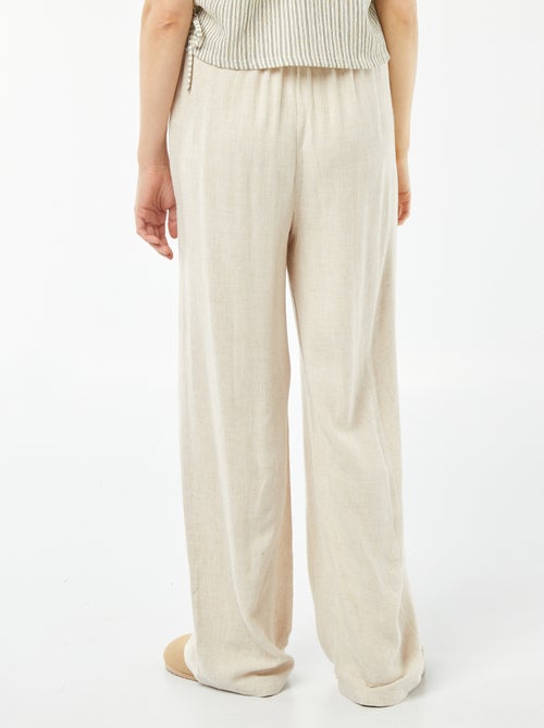 Calças largas em linho misturado - Kiabi