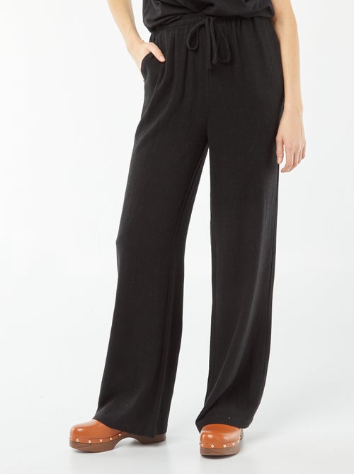 Calças largas em linho misturado - Kiabi