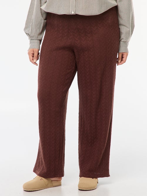 Calças largas em malha ajurada - Kiabi