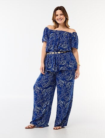 Calças largas em malha crepe